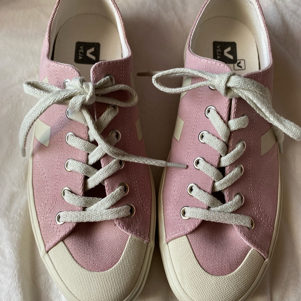 Veja Pink and Cream Campo Canvas Sneakers